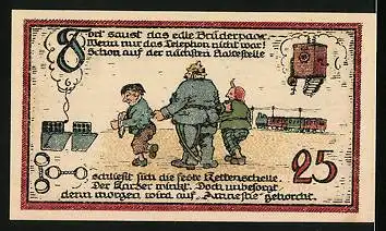 Notgeld Gatersleben 1921, 25 Pfennig, Arbeit als Lebenspflicht, Max und Moritz in Ketten