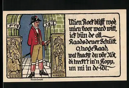 Notgeld Lübeck 1921, 50 Pfennig, Raadsdener in Uniform