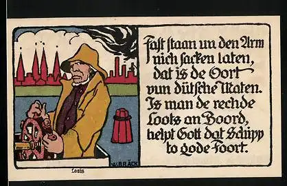 Notgeld Lübeck 1921, 50 Pfennig, Ein Seemann am Steuerrad