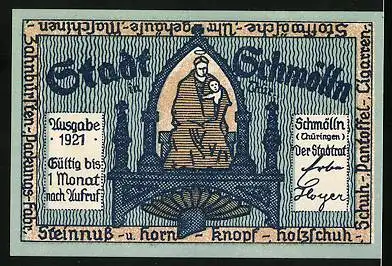 Notgeld Schmölln 1921, 50 Pfennig, Zwei Männer machen Pause