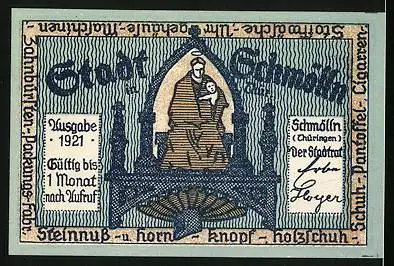 Notgeld Schmölln 1921, 50 Pfennig, Der Stadtrat sitzt zusammen
