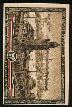Notgeld Hamburg 1921, 50 Pfennig, Kultur u. Sportwoche 1921, St. Pauli Landungsbrücken