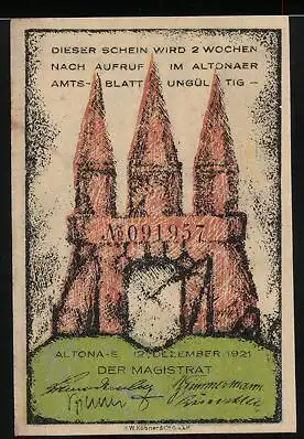 Notgeld Altona 1921, 30 Pfennig, Stadttor