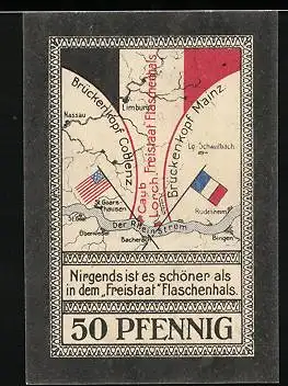 Notgeld Lorch im Rheingau 1921, 50 Pfennig, Freistaat Flaschenhals