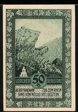 Notgeld Lorch im Rheingau 1921, 50 Pfennig, Lorcher Bergsturz