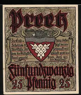 Notgeld Preetz 1921, 25 Pfennig, Ick will dat Schnauzen leern