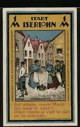Notgeld Iserlohn 1921, 1 Mark, Graf Engelbert v. d. Mark, Käbbelgasse