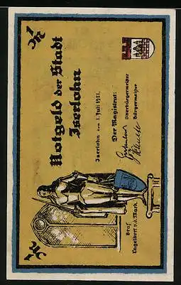 Notgeld Iserlohn 1921, 1 Mark, Graf Engelbert v. d. Mark, Schüttenspiell