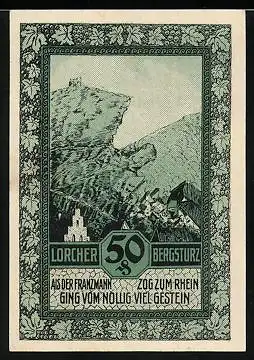 Notgeld Lorch 1921, 50 Pfennig, Ortsansicht, Lorcher Bergsturz