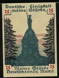 Notgeld Detmold 1920, 25 Pfennig, Hermannsdenkmal
