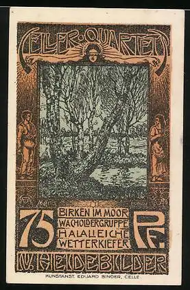 Notgeld Celle 1922, 75 Pfennig, Birken im Moor
