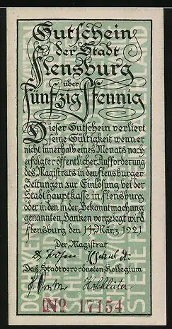 Notgeld Flensburg 1920, 50 Pfennig, Volksabstimmung über Staatszugehörigkeit 1920