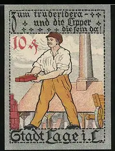 Notgeld Laage i. L. 1921, 10 Pfennig, Bauarbeiter