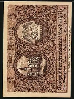 Notgeld Leobschütz 1922, 5 Pfennig, Landkarte, Wappen