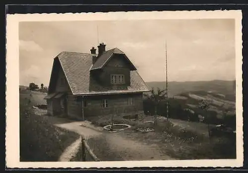 AK Hütte Solan /Beskiden, Ansicht von oben