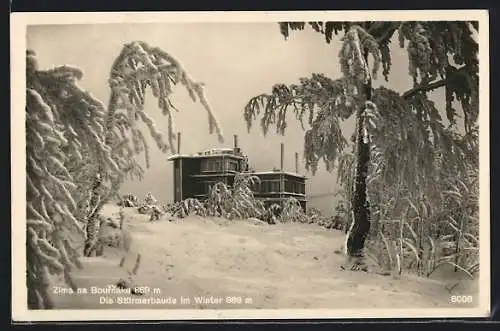 AK Stürmerbaude, Berghütte im Winter