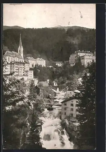 AK Badgastein, Ortspartie mit Kirche