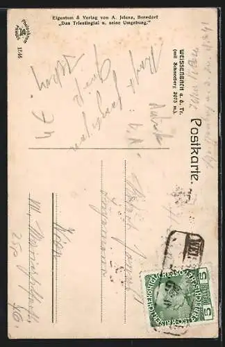 AK Weissenbach an der Triesting, Teilansicht mit Schneeberg