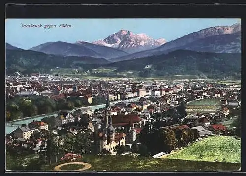 AK Innsbruck, Teilansicht mit Kirche gegen Süden