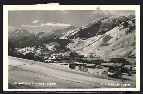 AK St. Anton am Arlberg, Teilansicht gegen Galzig im Schnee