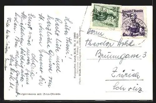 AK St. Anton am Arlberg, Teilansicht gegen Galzig im Schnee