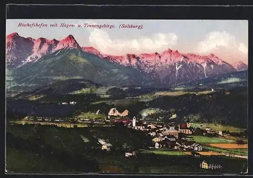 AK Bischofshofen, Teilansicht mit Hagen- und Tennengebirge