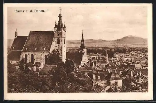 AK Krems a. d. Donau, Generalansicht mit der Kirche