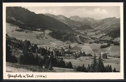 AK Jungholz in Tirol, Teilansicht mit Bergen