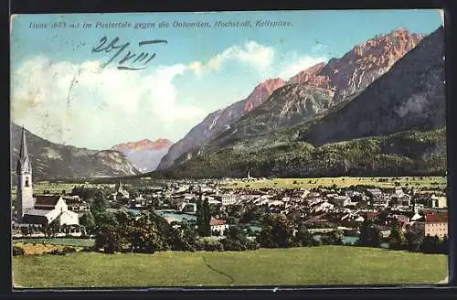 AK Lienz im Pustertal, Teilansicht gegen die Dolomiten, Hochstadl und Keilspitze