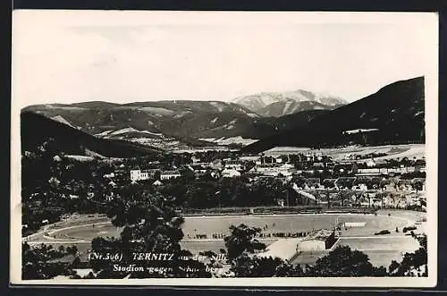 AK Ternitz, Stadion und Ort mit Bergpanorama