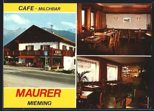 AK Mieming, Cafe-Milchbar Maurer, mit Innenansichten