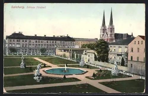 AK Salzburg, Blick auf Schloss Mirabell