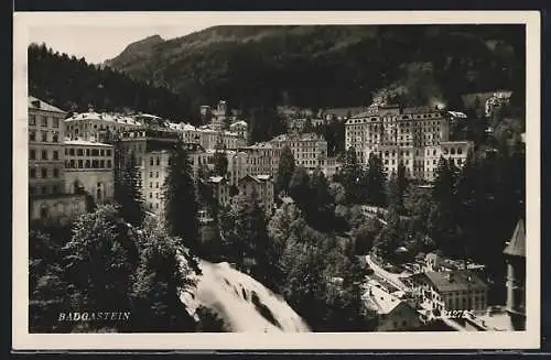 AK Badgastein, Totalansicht mit Wasserfall