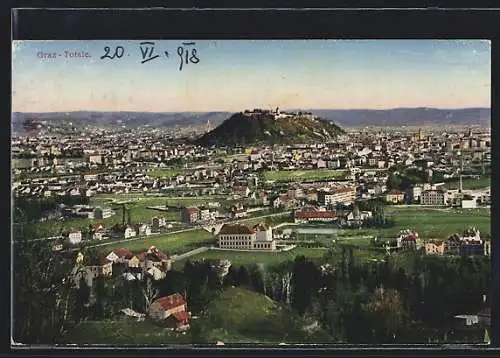 AK Graz, Stadtansicht mit Berg