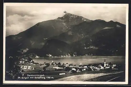 AK St. Gilgen, Ortsansicht gegen Schafberg