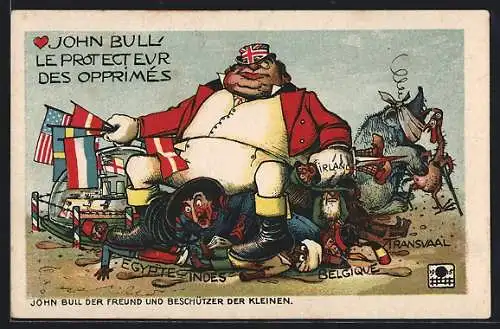 Künstler-AK John Bull der Freund und Beschützer der Kleinen, Propaganda 1. Weltkrieg