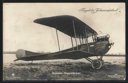 AK Flugplatz Johannisthal, Rumpler-Doppeldecker, Sanke-Nr. 260