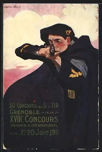 Künstler-AK Grenoble, 30. Concours de la Ste. de Tir 1911