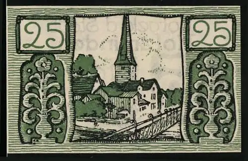 Notgeld Holzminden 1922, 25 Pfennig, Blick zur Kirche