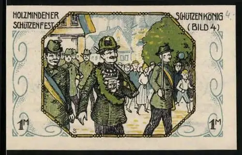 Notgeld Holzminden 1922, 1 Mark, Holzmindener Schützenfest, Schützenkönig, Wappen