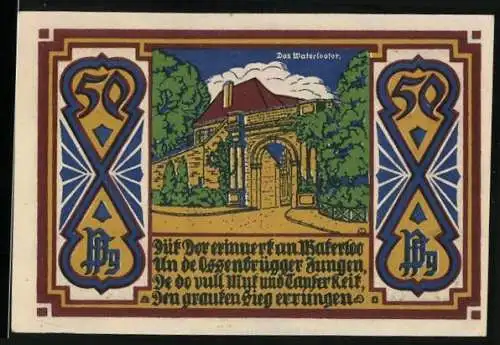 Notgeld Osnabrück 1921, 50 Pfennig, Das Waterlootor, Wappen