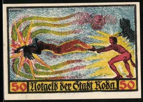 Notgeld Roda 1921, 50 Pfennig, Das Ende von Dr. Faustus