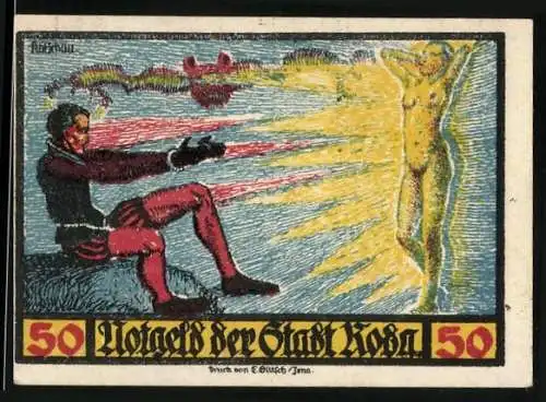Notgeld Roda 1921, 50 Pfennig, Buhlschaft von Dr. Faustus mit Helena aus Graecia