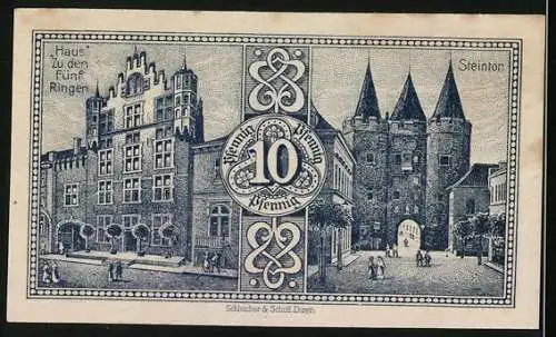 Notgeld Goch 1921, 10 Pfennig, Rathaus, Wappen
