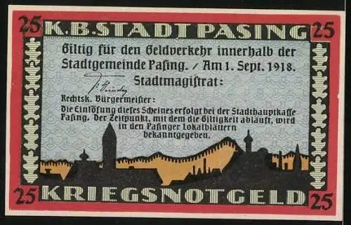 Notgeld Pasing 1918, 25 Pfennig, Wappen