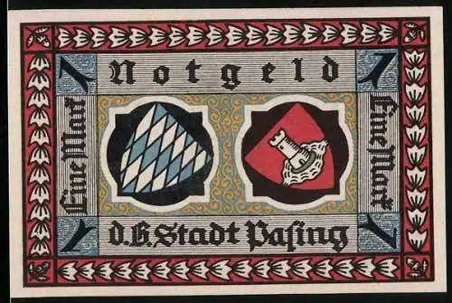 Notgeld Pasing 1918, 1 Mark, Wappen