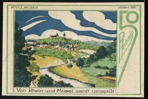 Notgeld Speicher 1921, 50 Pfennig, Eifelvater Dr. Dronke, Kyllburg zwischen Rhein und Mosel