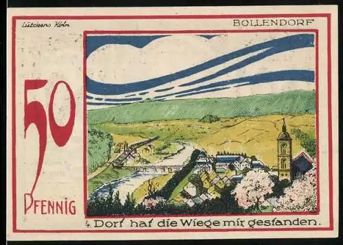 Notgeld Speicher 1921, 50 Pfennig, Eifelvater Dr. Dronke, Bollendorf am Fluss