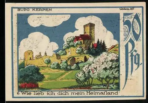 Notgeld Speicher 1921, 50 Pfennig, Eifelvater Dr. Dronke, Die Burg Kerpen