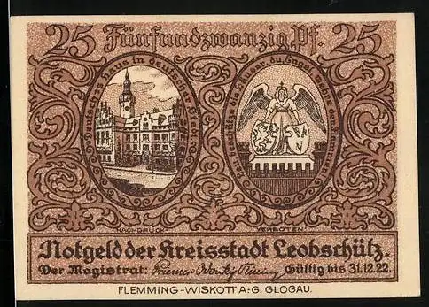 Notgeld Leobschütz 1922, 25 Pfennig, Schlacht um die Stadt im Jahre 1438